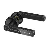 Smart Door Lock Fingerprint Key Works with Tuya/TTLock APP Remote Control Aluminium Alloy for Wooden & Glass Doors (Black,Anti-Peep Code&Smartphone) juoda