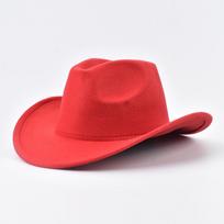 Unisex Western Cowboy Hat Vintage Roll Brim Felt Hat Suitable for Daily Casual Wear, Western Cowboy Party, Bar Cowboy One Size raudona