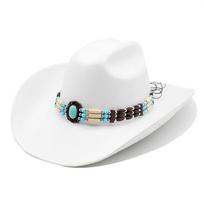 New Artificial Wool Western Cowboy Hat For Men's Women's Winter Autumn Wide Brim Gentleman Jazz Hats Cloche Church Sombrero Cap 57-59CM balta