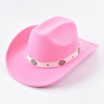 Western Style Cowboy Cowgirl Hat for Women's Fashions Felt Hats Suitable for Western Themed Events, Music Festivals, Matching Can Be Adjusted rožinė