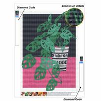 Diamond Painting DIY Kit Monstera Swiss Cheese Plant Design 5D Full Drill Rhinestone Art Canvas Relaxing Craft Wall Decor Home Gift Round 20x30cm