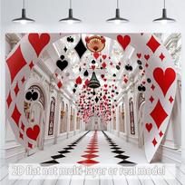 2D Flat Bannerfeaturing an oversized poker card design and grid pattern flooris perfect for party planners. An excellent gift! 47.2x31.5inch/120*80cm white