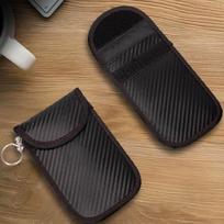 Anti-Scan Car RFID Key Fob Bag Double Layer Carbon Fiber Signal Blocking Protector Case for Auto Owners Travel Use juoda