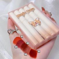 Penkių lūpų glazūravimo rinkinys Pet Corgi Velvet Mist Matte lūpų dažų rinkinys vandeniui atsparus prakaitui nelipnus Cup Nude lūpdažis