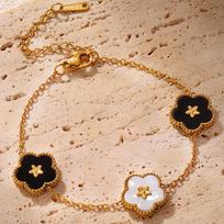 Korean Shell Five-Petal Flower Bracelet: Women's Light Luxury, Non-fading Titanium Steel.