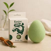 3x Konjac Sponge Green Tea Teardrop Facial Exfoliating