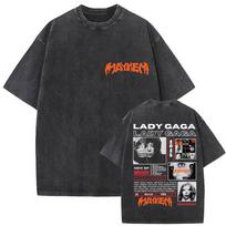 Lady Gaga The Mayhem Ball Tour  Graphic Tshirt Unisex Women High Quality Vintage Washed Oversized T Shirts Cosplay Streetwear S