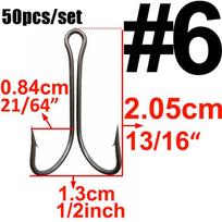 High Quality Size 1 2 4 6 8 Carbon Steel Fly Tying  Fish Bait Double Fishing Hook  Jig Bass Fishook 8