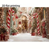 1pc, 2D flat, candy cane tree Christmas backdrop - winter photo backdrop, for holiday party decorations, home decor, wsj 47.2x31.5inch/120*80cm