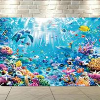 1 piece, 2D flat marine life photography backdrop, polyester underwater scene banner, suitable for parties and summer events, ws 47.2x31.5inch/120*80cm
