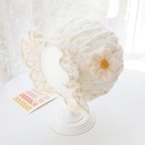 Lace Bonnet Hat Ruffle Sun Hat Newborn Baby Fetal Cap  Girls smėlis