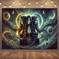 1pc Hecate Goddess Reality and Fantasy Background - Mysterious rooms and homes gardens outdoor celebrations birthdays 47.2x31.5inch/120*80cm gray