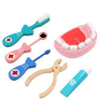 Wooden Children's Little Doctor Plays Dentist Oral Dental Set Nurse Toy Baby Learns to Brush Teeth and Play Home