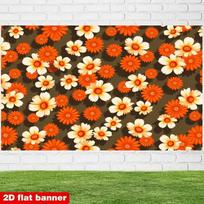 2D Printed Backdrop with Orange and White Daisies on a Dark Brown Background 47.2x31.5inch/120*80cm