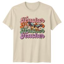 Teacher Butterfly Retro Style Job Title T-Shirt -a M