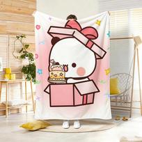 Kawaii Cute Cartoon B-Bubu D-Dudu Throw Lightweight 240g Flannel Blanket Soft Skin-friendly for Summer Cooling 75x90cm