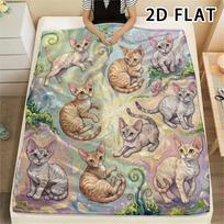 1Pc Vibrant Mandala Cats Print Flannel Blanket,High quality Comfortable for All Seasons,Home Decor,Warmth and Comfort,Perfect for Christmas Gifts 80cm x 120cm