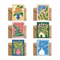 12/24 vnt. Abstrakčių gėlių atvirukų rinkinys „Ačiū“ Storas 20x15cm Sveikinimo atvirukai su vokais Boho stiliaus Tušti atvirukai