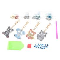 4pcs Rhinestone Diamond Painting Pendant Resin DIY Keychain Kits Self-Stick Animal Resin Diamond Keyrings Adults Art balta
