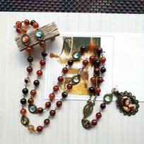 1pcs Brone Stone Seven Bitter Rosary Necklace Long Virgin Pendant Cathlic Religious Jewelry 1pcs