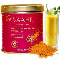 VAAHE Premium Haldi Doodh Masala | Ashwagandha and Mulethi | Golden Milk Powder| 100% Pure and Natural | Premium Tin Box (70 gm)