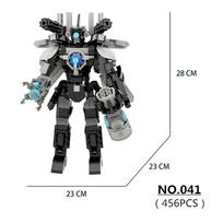 456 vnt. Skibidi tualetas Atnaujintas Titanas Monitorius Žmogus Konstruktorių rinkinys Su kūju Mecha modelis PASIDARYK PATS Kaladėlės Žaislai Berniukams Kalėdinės Dovanos gray