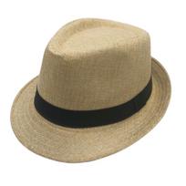 Unisex British Style Linen Jazz Hat with Rolled Brim M (56-58cm)