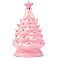 7  Rožinė Keraminė Kalėdinė Eglutė su LED Apšvietimu, Stalo Kalėdinė Keraminė Eglutė su Ypač Skaidria Viršūne, Skirta Kalėdoms 7 INCH white