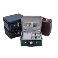 Jewelry Display Wood Handmade Lock Chest Cabinet Pu Wooden Drawer High End Golden Big Travel Storage Case  Jewelry Organizer Box