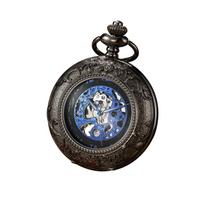 Luxury Retro Golden Hollow Skeleton Mechanical Pocket Watch Steel Exquisite Sculpture, Unisex Pocket Watch Gifts juoda