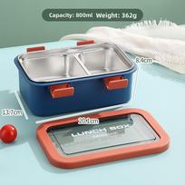 Stainless Steel Lunch Box With Partition And Heat Retention For Office And School Use Blue Orange 800ml