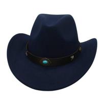 Unisex Winter Imitation Wool Western Cowboy Hat Vintage Roll Brim Felt Hat Suitable for, Western Cowboy Party, Bar Cowboy 57cm Adult sizes tamsiai mėlyna spalva