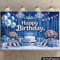 2D planar dark blue silver glitter birthday backdrop, suitable for indoor and outdoor themed birthday parties and family events 47.2x31.5inch/120*80cm