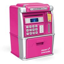 Children Electronic ATM Deposit Teller Machine Toy Passwords Protection Swipe Card Automatic Money Coin Bank for Kids Saving Box