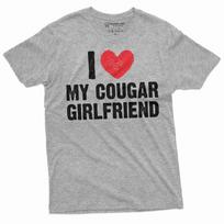 Funny I love my cougar girlfriend T-shirt Valentine's day Tee boyfriend Shirts 4XL