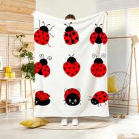 Artistic Pattern L-LadybugS Throw Lightweight 240g Flannel Blanket Soft Skin-friendly for Summer Cooling 75x90cm