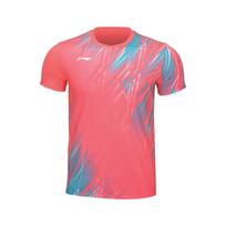 Li Ning Badminton Jersey Unisex Fluorescent Begonia Red AAYU149-3 L