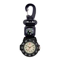 Custom Logo Quartz Alloy Outdoor Pocket Watch with Compass Luminous Carabiner juoda