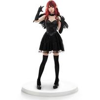 Fallen Dark Angels Devil Cosplay Gauze Dress for Women Feather Wings Elf Birthday Halloween Party Costume S