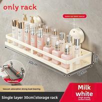 Bathroom Suction Cup Storage Shelf With Layers For Shower Room Organization White 30cm