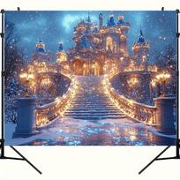 The charming frozen blue and white castle party background with the glittering blue curtains - perfect for a party 47.2x31.5inch/120*80cm