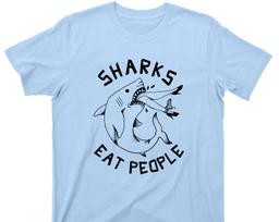 Sharks Eat People T Shirt - Shark Attack Graphic TShirt M