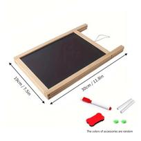 Double-Sided Foldable Dry Erase Whiteboard Erasable Teaching Chalkboard Combination with Wood Frame Blackboard for Advertising