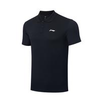 Li Ning Polo Shirts Unisex Black Polo Collar Moderate Straight Fit APLR125-9 M