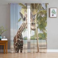 Gyvūnas Žirafa Zondas Langų Apdaila Tiulis Modernios Skaidrios Užuolaidos Virtuvei Svetainei Miegamajam Užuolaidos Dekoracija W135 x H114cm gray