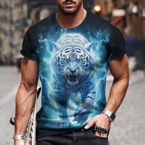 Animal T-Shirts For Men Tiger 3d Print Short Sleeve Tee Fashion Streetwear Summer Crew Neck Pullover Casual Oversized Clothing S