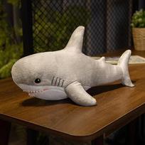45/60cm Mielas Spalvingas Ryklio Pliušinis Žaislas Minkštas Iškamša Gyvūnas Skaitymo Pagalvė Gimtadienio Dovanoms Pagalvėlė Lėlė 45cm pilka spalva
