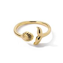 18k paauksuotas reguliuojamas banginio uodegos poros žiedas, atviras dizainas vyrams ir moterims. Adjustable Open Ring auksas