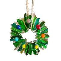 Glass Christmas Ornament Red Green Silver Wreath/Tree Hanging Decoration for Holiday Home Party Decor C