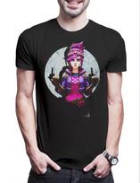 Cyber Violet Girl Men's T-Shirt Arcane Legends Anime Punk Tattoo Jinx League M